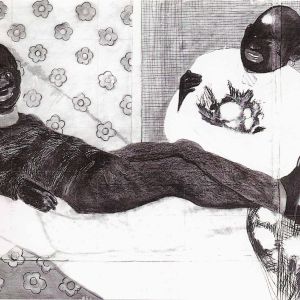 Olympia (d'après Manet), 1994 - charcoal on paper - ca 180 x 240 cm