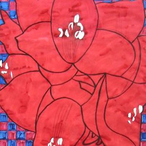 Amaryllis (design for stained glass window), 2005 - ink on paper - ca 155 x 74 cm