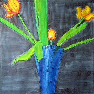 Tulips (design for stained glass window), 2005 - ink on paper - ca 100 x 100 cm